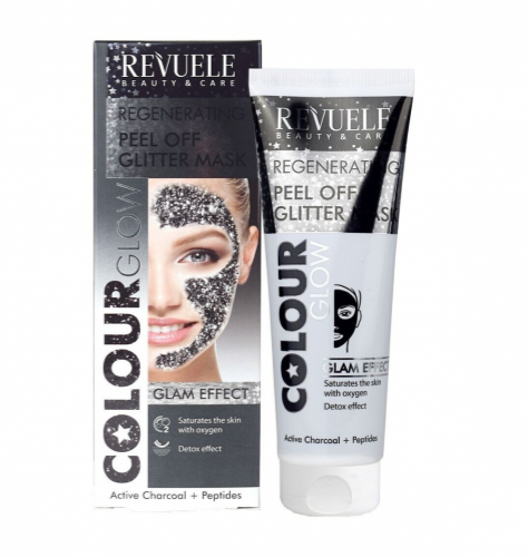 Маска-плівка для обличчя Revuele чорна регенеруюча з блискітками 80 мл