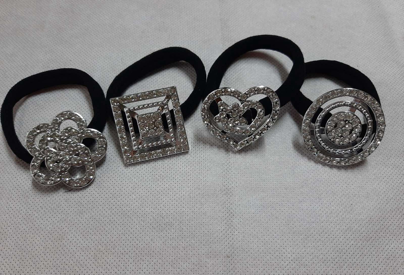 R1168 Резинка д/волосся чoрна Орнаменти мiкс 5 см (24 шт/уп) бокс